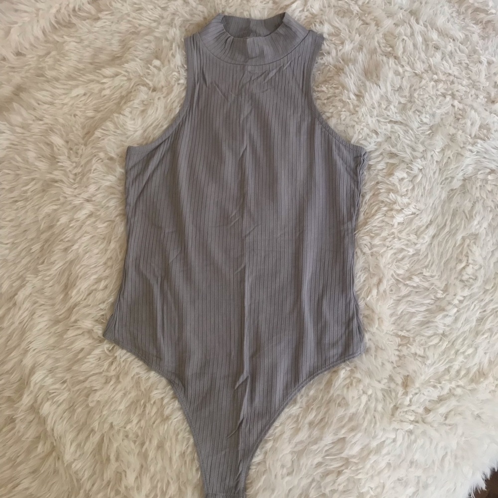 Ribbed halter top bodysuit